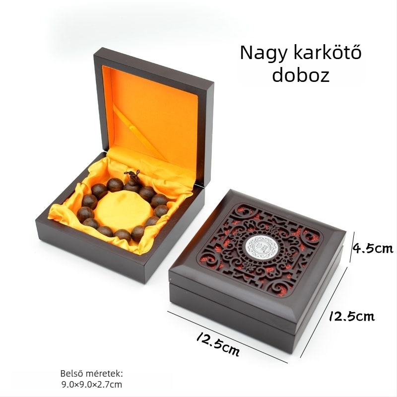 Fa ékszercsomagoló doboz vintage faragott dizájnnal – nyaklánc, karkötő, fülbevaló és medál csomagolásához; eredet Guangzhou; anyag: fa; csomagolási szint: szállítási csomagolás; csomagolás típusa: karton
