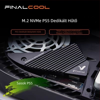 PS5 M.2 alumínium hűtő 1 hőcsővel — hangtalan SSD-hűtés
