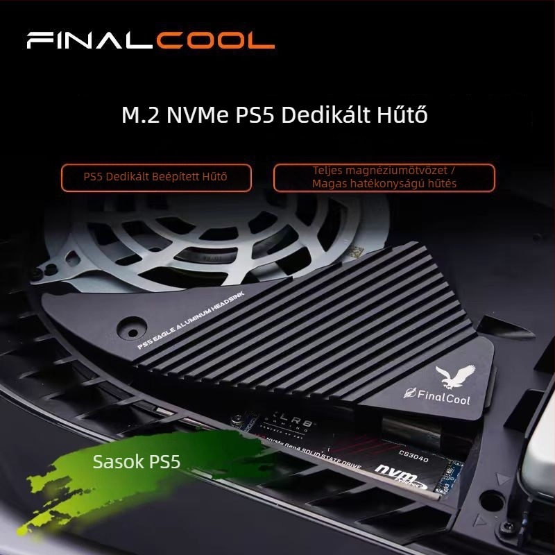 PS5 M.2 alumínium hűtő 1 hőcsővel — hangtalan SSD-hűtés