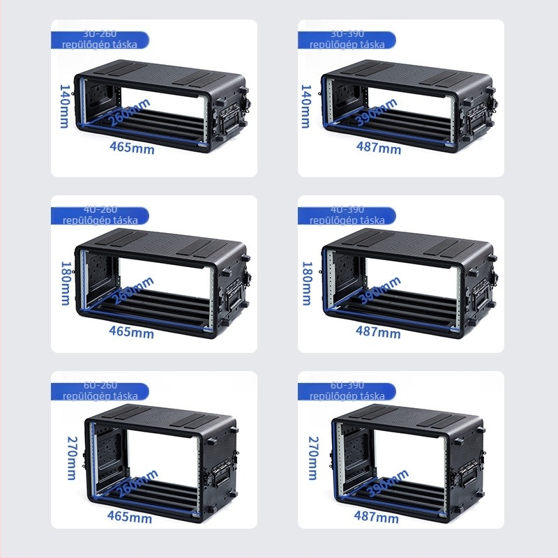 PE műanyag hordozható repülőgép-készlet AV berendezésekhez – 4U mikrofon-vevő, 6U váz, ABS tok