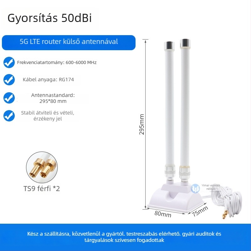 5G-s router antenna CPE Pro-hoz TS9 csatlakozóval és külső hosszabbító kábel