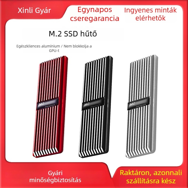 M.2 NVMe SSD hűtő — alumínium, asztali PC-hoz, kompatibilis a házzal