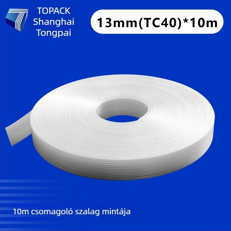 Rugalmas csomagoló szalagok - Ipari osztály, Poliészter rostszál, Húzáserő 1200 kg, Belső tekercs átmérője 200 mm, Topack