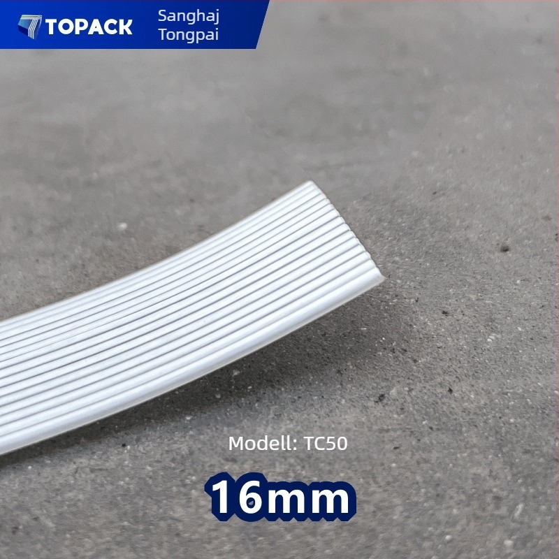 Rugalmas csomagoló szalagok - Ipari osztály, Poliészter rostszál, Húzáserő 1200 kg, Belső tekercs átmérője 200 mm, Topack