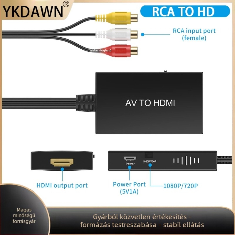 YouHong AV-HDMI átalakító kábellel, modell Long shell AV to HDTV, 1080P