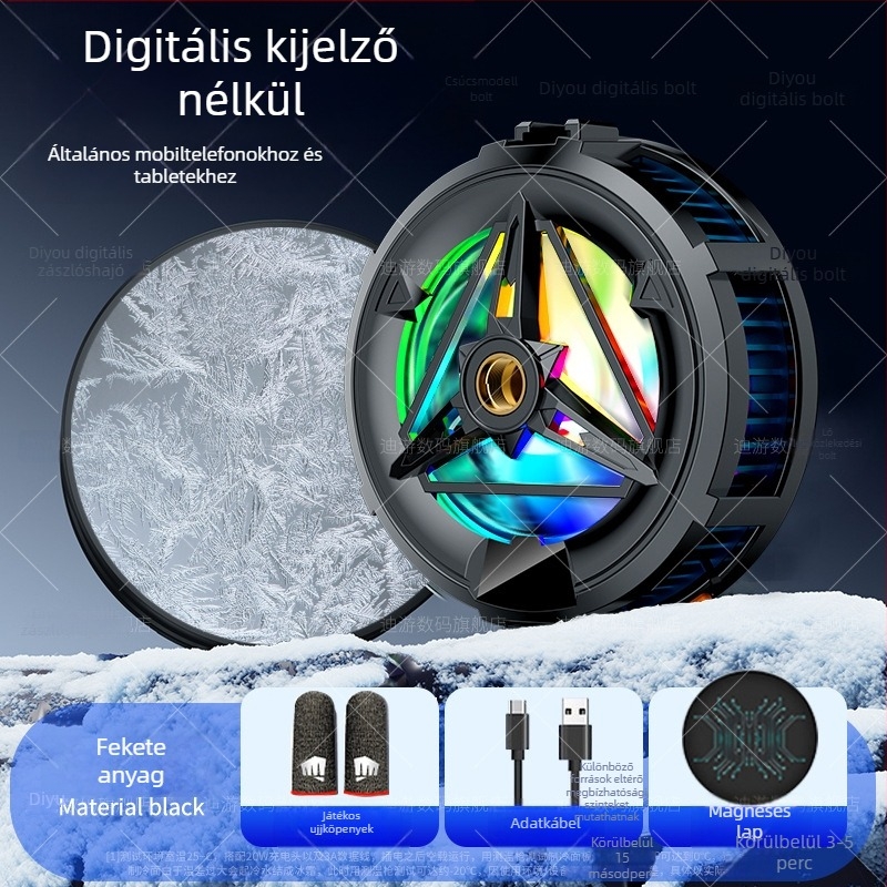 X18N mobiltelefon hűtőfélvezető hűtéssel és mágneses hátsó klippel – súly 50 g, teljesítmény 20 W, anyag PC