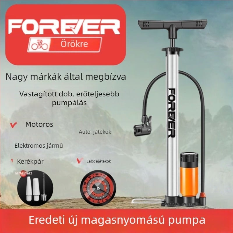 Magasnyomású kézi pumpa kerékpárhoz, elektromos kerékpárhoz, motorkerékpárhoz, autóhoz, háztartási használatra és kosárlabdához – többfunkciós