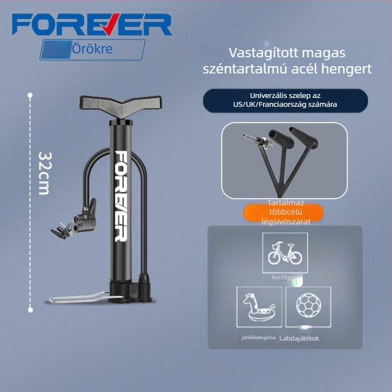Magasnyomású kézi pumpa kerékpárhoz, elektromos kerékpárhoz, motorkerékpárhoz, autóhoz, háztartási használatra és kosárlabdához – többfunkciós