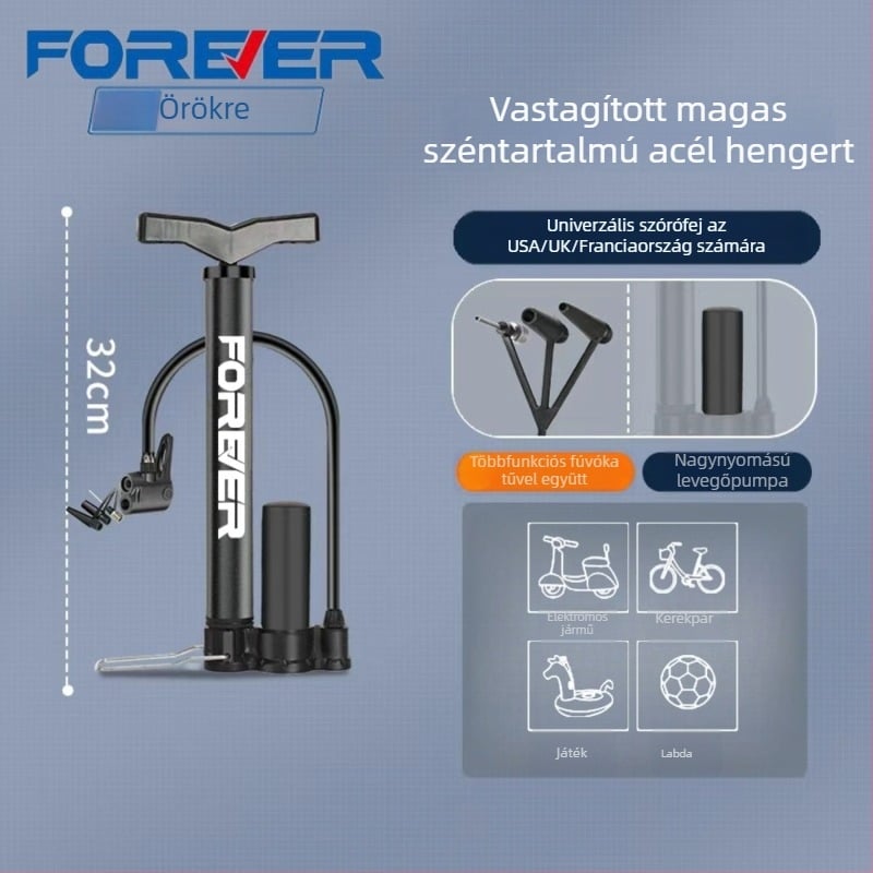 Magasnyomású kézi pumpa kerékpárhoz, elektromos kerékpárhoz, motorkerékpárhoz, autóhoz, háztartási használatra és kosárlabdához – többfunkciós