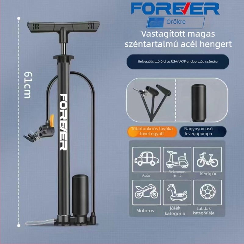 Magasnyomású kézi pumpa kerékpárhoz, elektromos kerékpárhoz, motorkerékpárhoz, autóhoz, háztartási használatra és kosárlabdához – többfunkciós