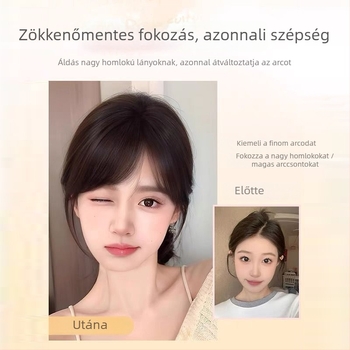Frufru paróka - emberi hajból, teljesen kézzel készített, nőknek, megváltoztatja a megjelenést, nem lehet dauerolni vagy festeni