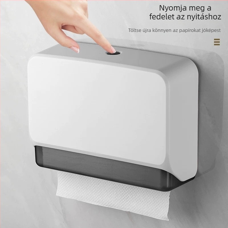 ABS falra szerelhető papírzsepi tartó, lyukasztás nélküli, vízálló, multifunkcionális, modell 4015