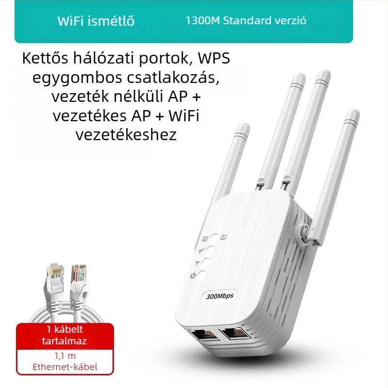 Daerwen WiFi jelerősítő és vezetékes Gigabit routerrel ellátott vezeték nélküli ismétlő, 1200 Mbps