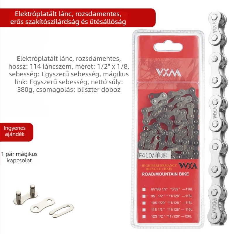 Hegyi és országúti kerékpárlánc, 8 sebesség, Szakasz 116, Lépés 7.2, Szénacél