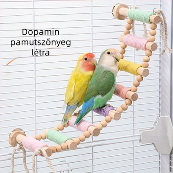 Papagáj mászó létra — tömörfa és kenderv kötél, makaron dizájn — Madárketrec kiegészítő felnőtt madarak számára
