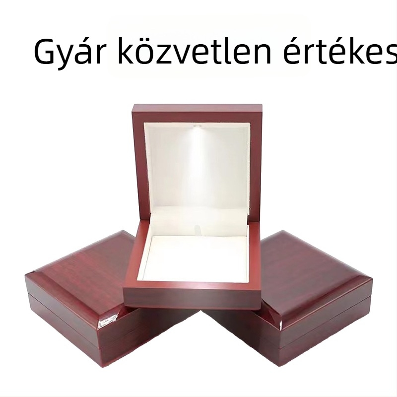 Fából készült ékszer-tároló doboz, prémium kialakítás, 12×12×5 cm, kód Td088, származás Shanwei, Kína