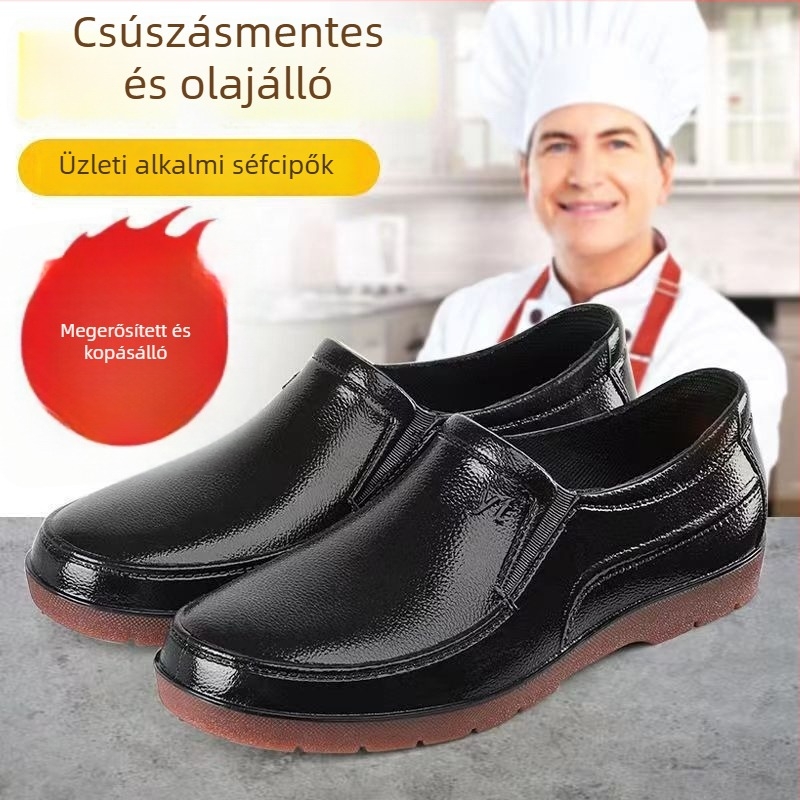 Férfi esőcsizmák, vízálló PVC felsőrész, alacsony szárú, PVC talp, csúszásmentes