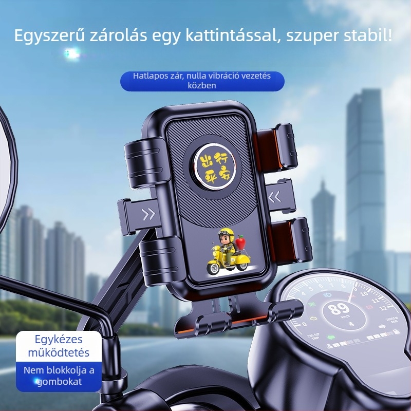 Tianchi telefon-tartó kerékpárra/e‑bike-ra/motorkerékpárra – ütésálló, vibrációtól védett, műanyag kivitel, testreszabási lehetőség