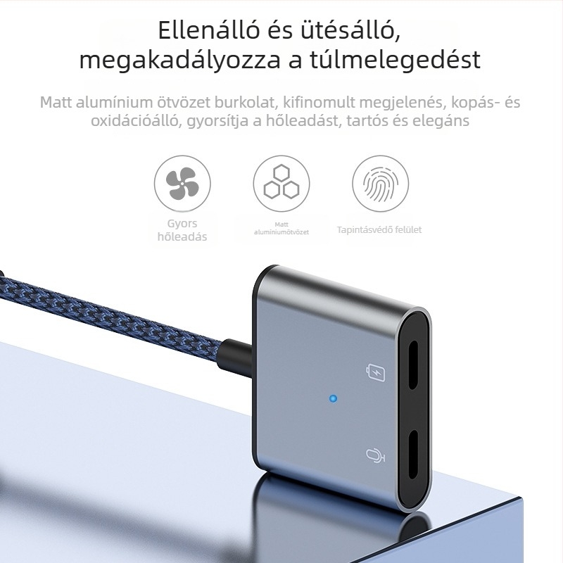 Type-C hangadapter 3,5 mm jackkal, 2-in-1 fejhallgató csatlakozó, Android-kompatibilitás, U-Shield, 60W