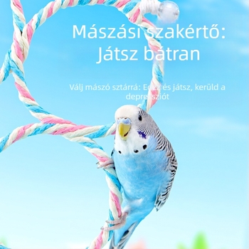 Papagájmászó játék lengőgyűrűkkel és tartóval