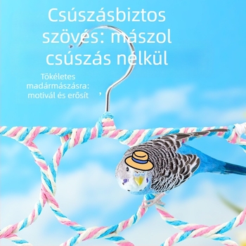 Papagájmászó játék lengőgyűrűkkel és tartóval