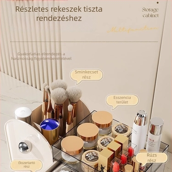 Kozmetikai tároló rekeszekkel, akril, vintage stílusú, modell 20250710001