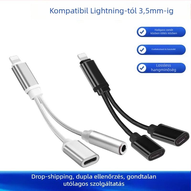 Sincerity cy-163 2-in-1 Lightning–3,5 mm audio- és töltő adapter Apple fejhallgatókhoz