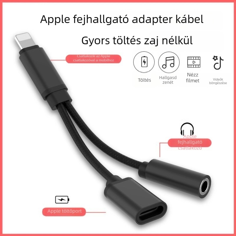 Sincerity cy-163 2-in-1 Lightning–3,5 mm audio- és töltő adapter Apple fejhallgatókhoz