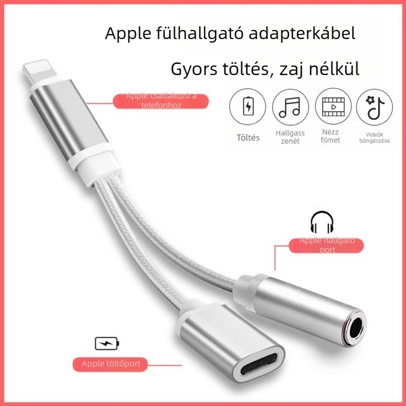 Sincerity cy-163 2-in-1 Lightning–3,5 mm audio- és töltő adapter Apple fejhallgatókhoz