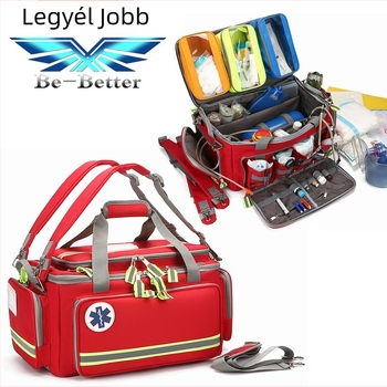 Nagy kapacitású vízálló elsősegély táska három hordozási móddal: kézi, vállon és hátizsákként, rekesz 2L oxigénpalack számára, kifejezetten mentők számára