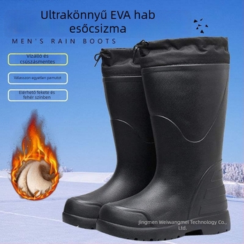 Magas talpú habos esőcsizma egyrészes kivitelben, fleece béléssel, négy évszakos, csúszásmentes, vízálló és olajálló lábbeli élelmiszeriparnak