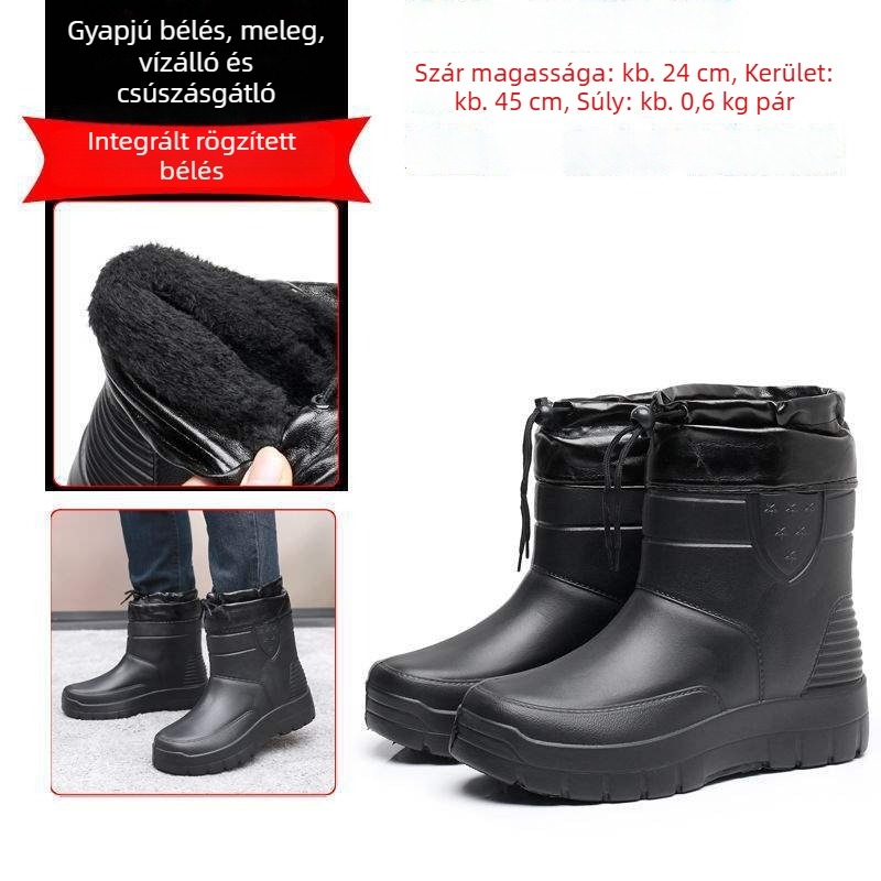 Magas talpú habos esőcsizma egyrészes kivitelben, fleece béléssel, négy évszakos, csúszásmentes, vízálló és olajálló lábbeli élelmiszeriparnak