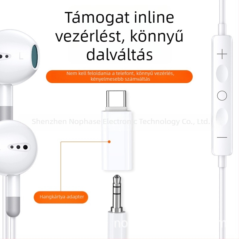 Külső USB-C hangkártya, 3,5 mm-es bemenetet Type-C-re átalakító digitális audió adapter, töltés támogatott, zenehallgatás és hívások, kompatibilis Huawei készülékekkel