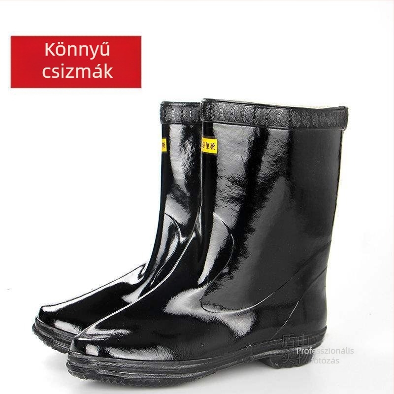 Férfi esőcsizma gumiból készült, alacsony szárú, vízálló, csúszásmentes, kopásálló