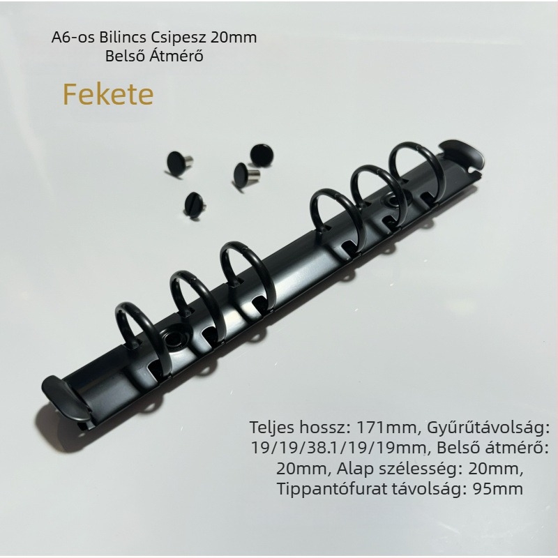 Egyoldalas mappa 6 lyukas fém klipszekkel, PVC, csiptető mérete 222