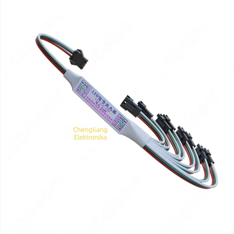 LED-szalag erősítő modul – szinkron jelkiterjesztő, 5–24V, kimenetek 1–4/8, 3P interfész