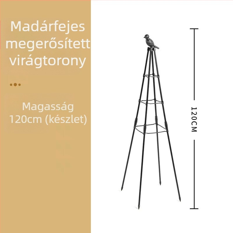 Erősített madárvirágtorony, vasból készült, földön használható, Zhi Xiao