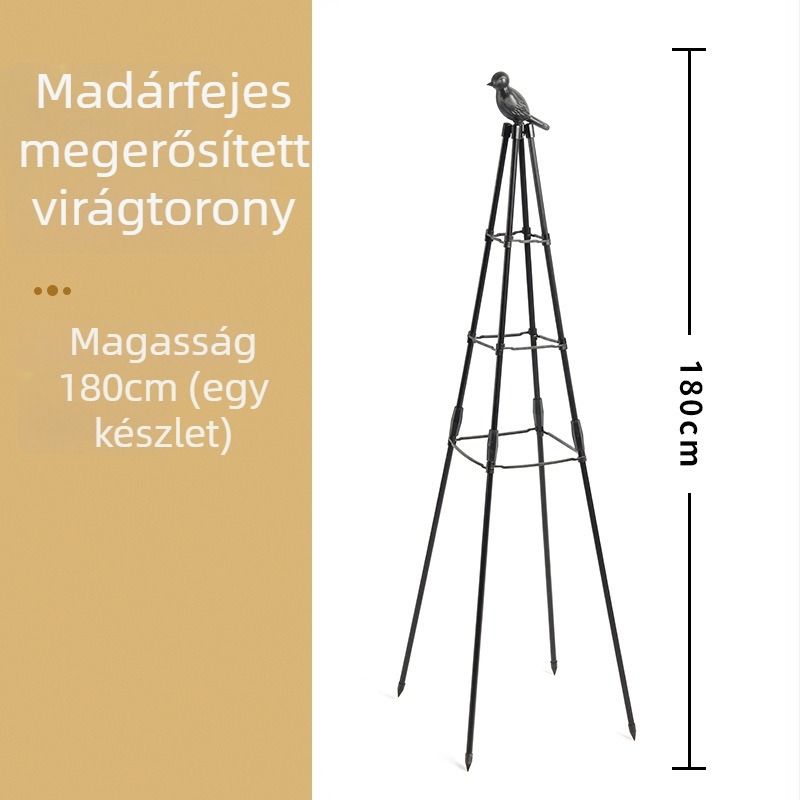 Erősített madárvirágtorony, vasból készült, földön használható, Zhi Xiao