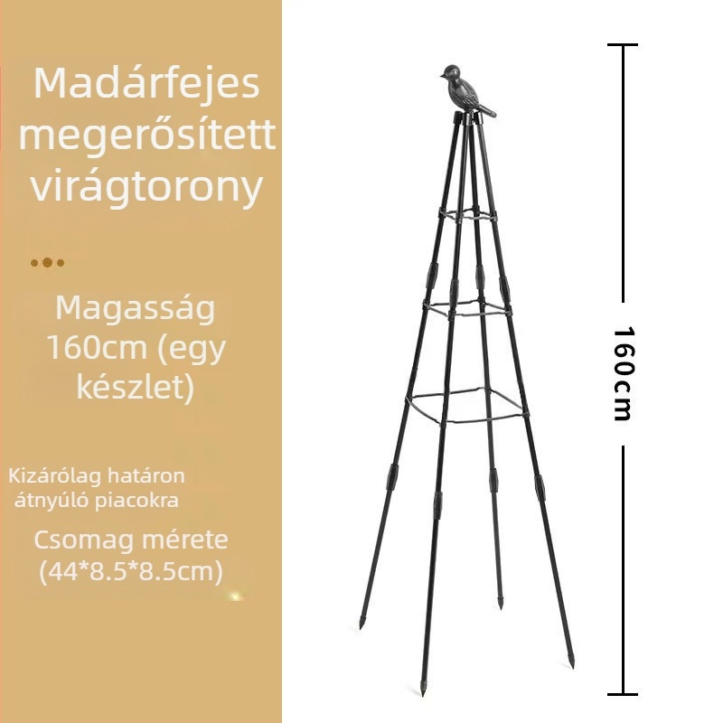 Erősített madárvirágtorony, vasból készült, földön használható, Zhi Xiao