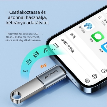 Lightning-USB-OTG adapter USB-C PD töltéssel okostelefonokhoz