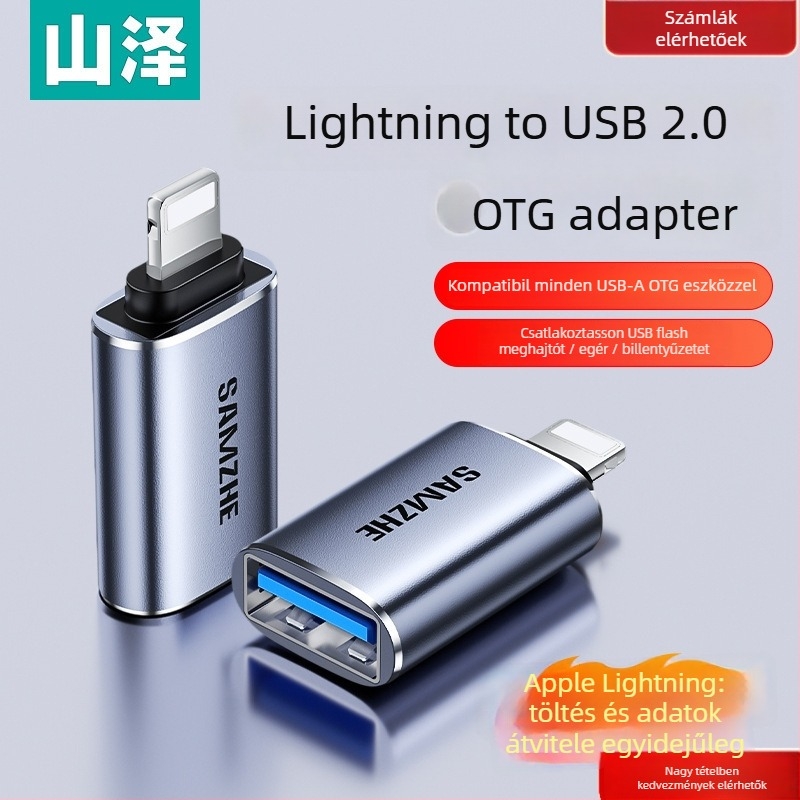 Lightning-USB-OTG adapter USB-C PD töltéssel okostelefonokhoz