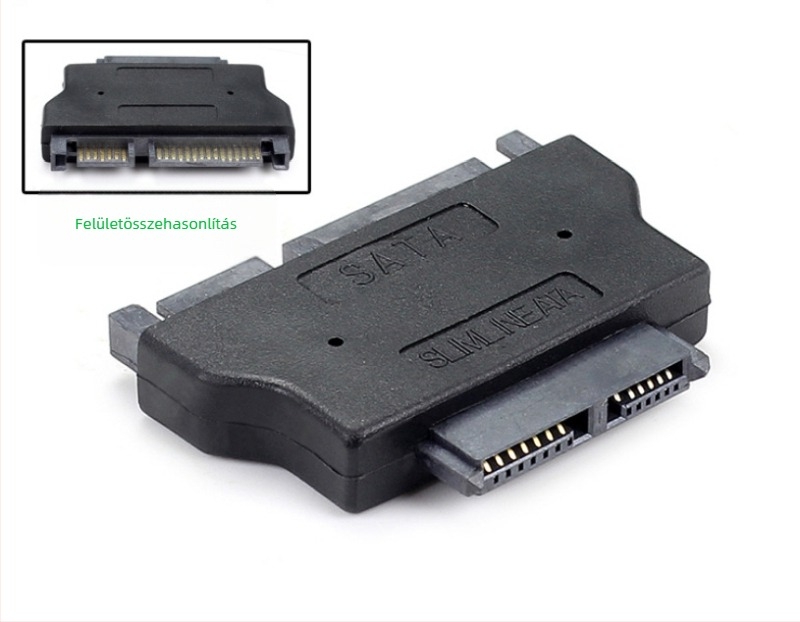 Notebook SATA Slimline adapter – 22P női, 13P férfi, konverziós fej optikai meghajtóhoz, merevlemezzel kompatibilis