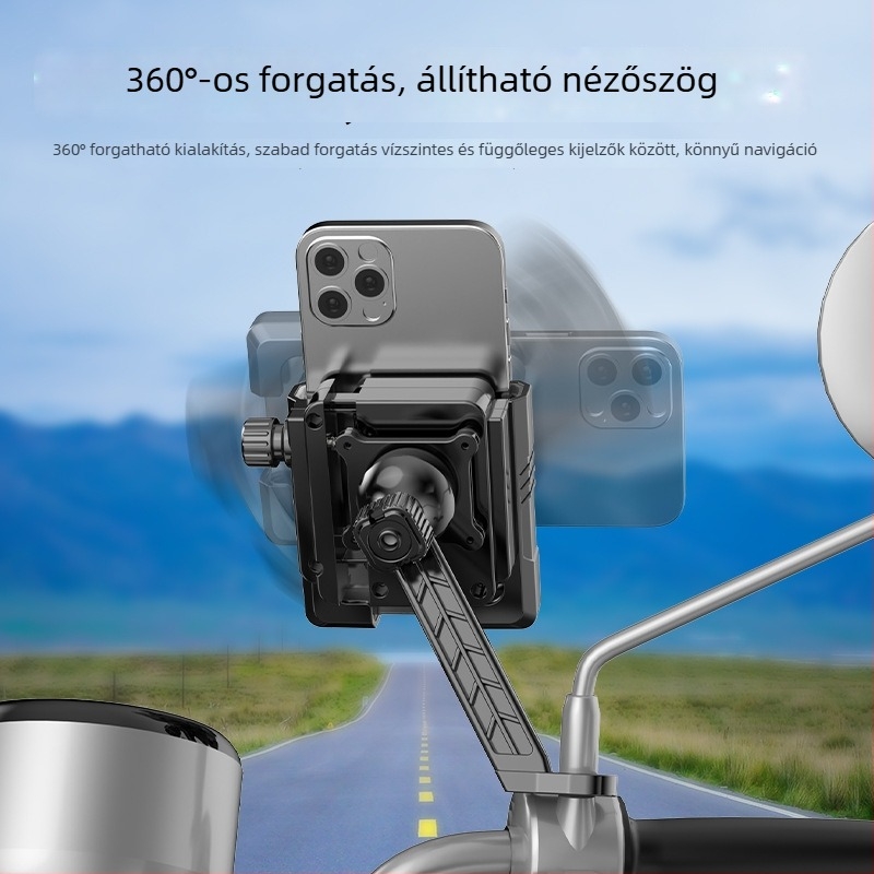 Kerékpártelefon-tartó rezgéscsillapítással, univerzális kormánytartó, műanyag kivitel