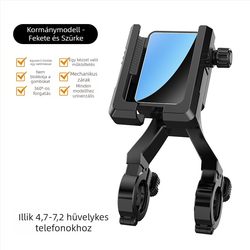 Kerékpártelefon-tartó rezgéscsillapítással, univerzális kormánytartó, műanyag kivitel