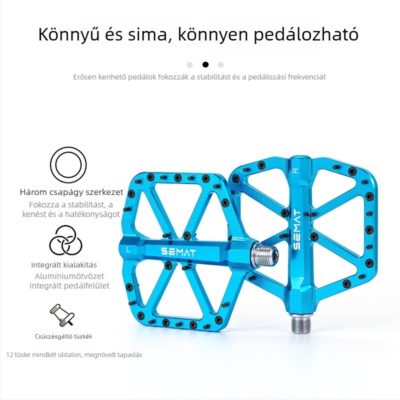 SEMYT MTB pedálok, alumíniumötvözet, 3 csapágy, erős lejtős és terep használatához, 24 tüskével