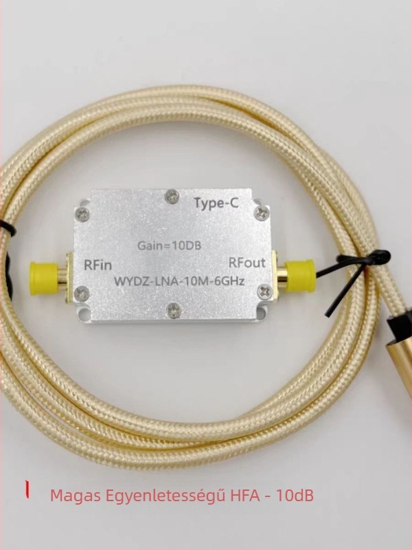 RF erősítő magas lapos válaszúval, 10 MHz–6 GHz tartomány, 10/20/30/40 dB gain, adásra vagy vételre