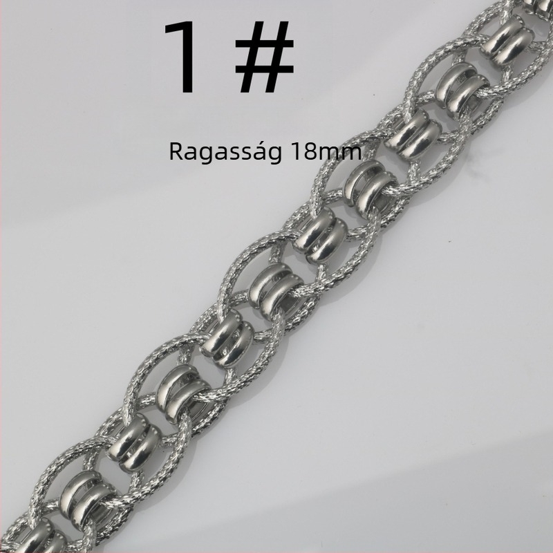 Rozsdamentes acél lánc nyaklánc - kézzel készített, domborított minta, személyre szabható, uniszex, DIY ékszer