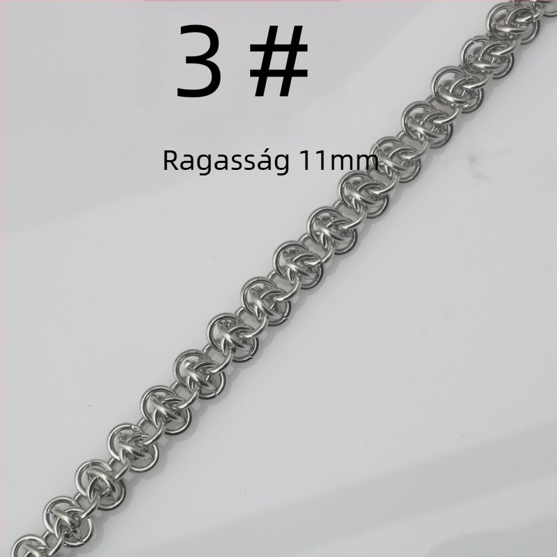 Rozsdamentes acél lánc nyaklánc - kézzel készített, domborított minta, személyre szabható, uniszex, DIY ékszer