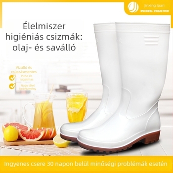 PVC esőcsizma, magas cső, egységes öntött talp, csúszásmentes és kopásálló