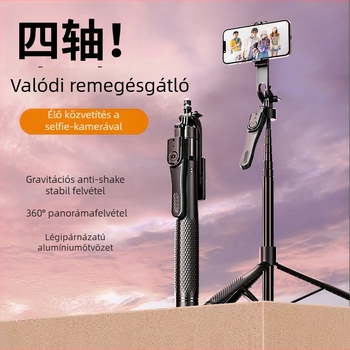 K29 Bluetooth Önjselfie Pálca Kézi Stabilizátorral, Antivibráció, LED Világítás, Ötvözet Test, Távirányítóval, Univerzális Padlón Állvány
